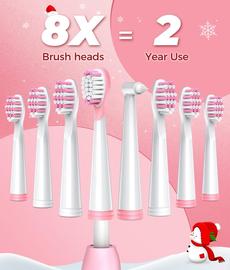 TEETHEORY Sonic Electric Toothbrush for Adults, Power Electric Toothbrush with 8 Brush Heads, Travel Case, 40000 VPM Deep Clean 5 Modes, Rechargeable Toothbrushes Fast Charge 4 Hours Last 30 Days, Pink - Image 4